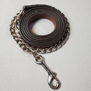 Leather Lead with Chrome Chain